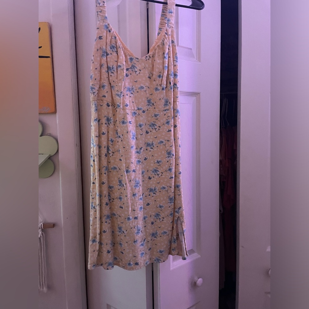 Yellow dress, floral, mini